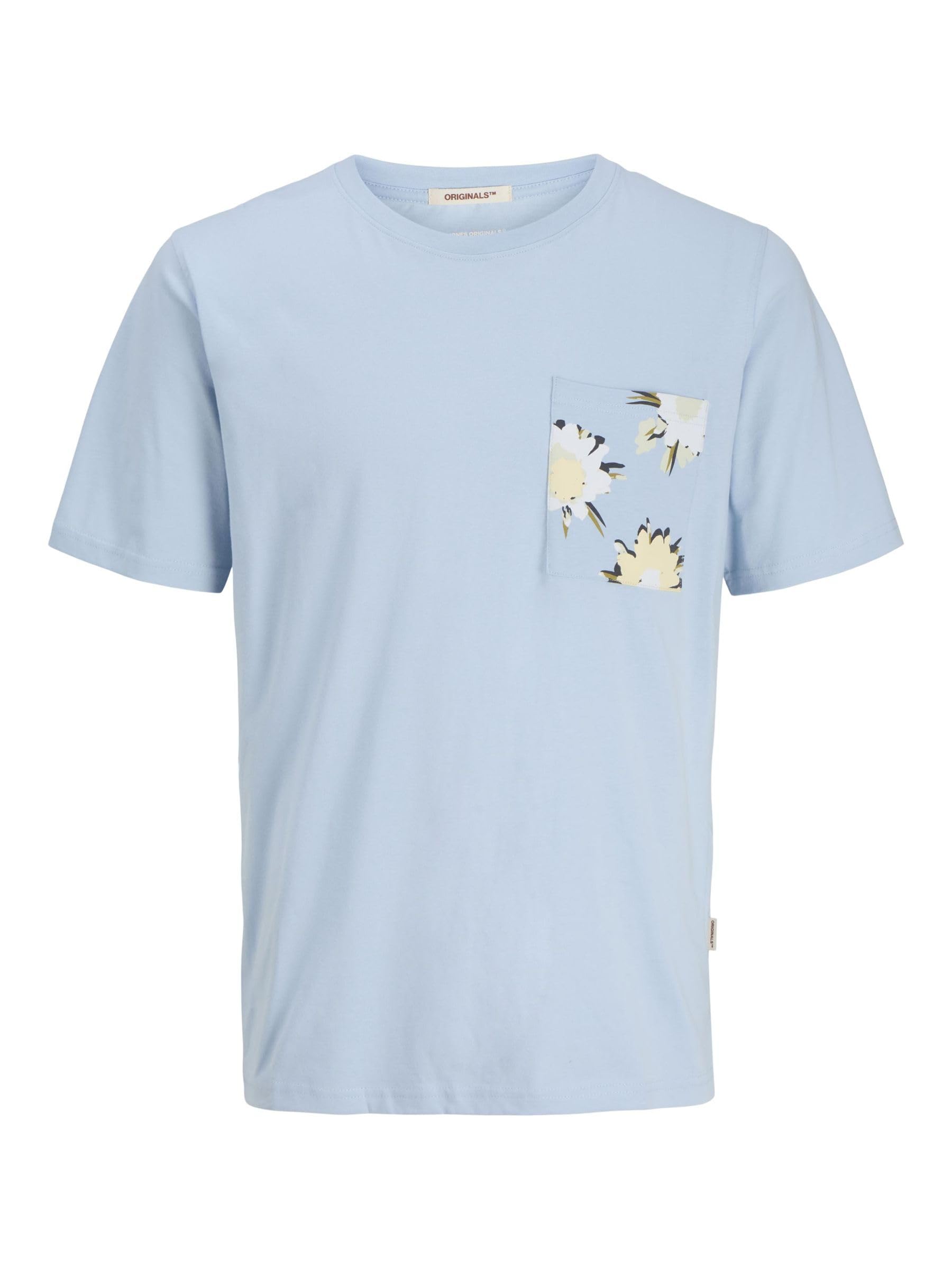 JACK & JONES Jortavira AOP Pocket Tee SS Crew Neck, Skyway., XS