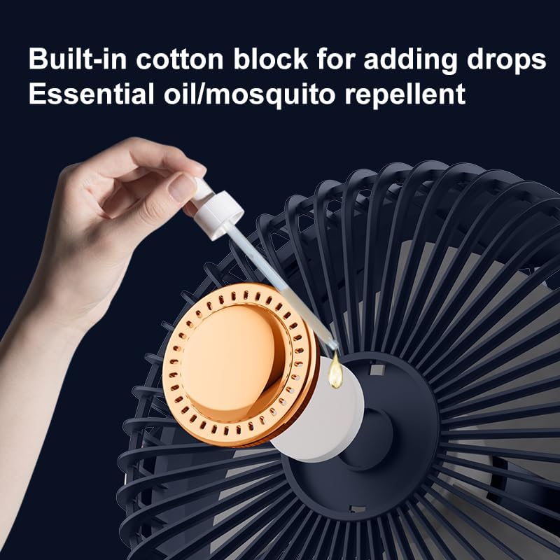 Image of SKYTONE Table Fan For Home | High Speed-Ultra-quiet, 360 Adjustment for Better Cooling-Fan-Upto 8 Hrs. Runtime-3 Speed Modes Portable fan for Home, Office, Kitchen (NAVYBLUE)
