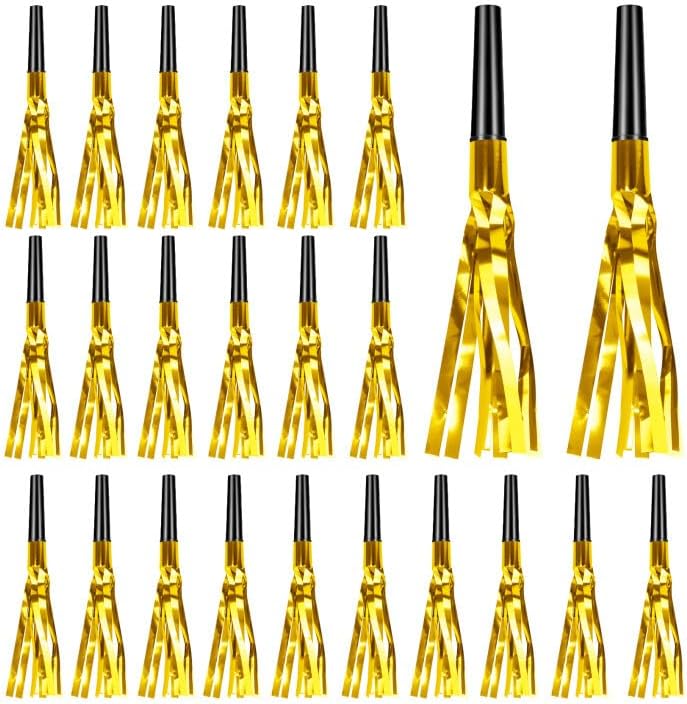 Party Blowers 24 PCS Gold Noise Makers Easter Fathers Day Fun Party Favors Children Birthday Party Favors kid Noise Makers for Sporting Events Party Whistles Birthday Horns New Years Halloween Party