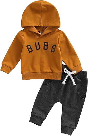 Toddler Baby Boy Girl Hoodies Pants Outfit Fall Winter Clothes Solid Bubs Sweatshirt Pullover Tops+Cute Pants Outfits