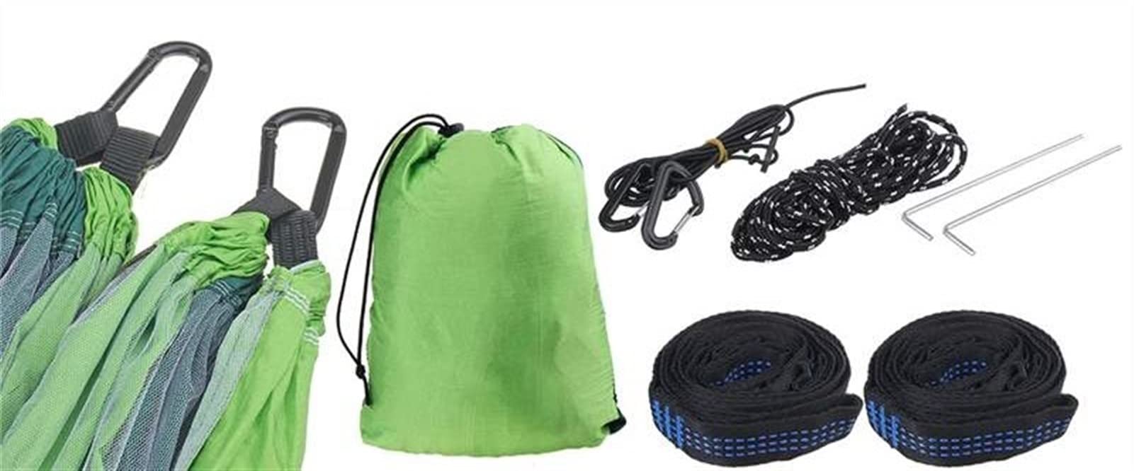 Amaca portatile da campeggio con rete, 290 x 140 cm, in tessuto paracadute, ideale per giardino, viaggi e relax, leggera e resistente