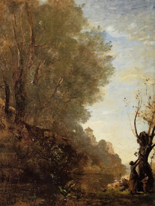 Affiche Toile l'Ile Heureuse Corot 60x90cm reproduction d'art mural