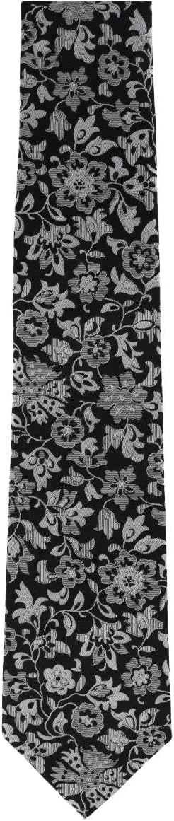 Trafalgar Men's Arian Silver Floral and Vine Business Necktie