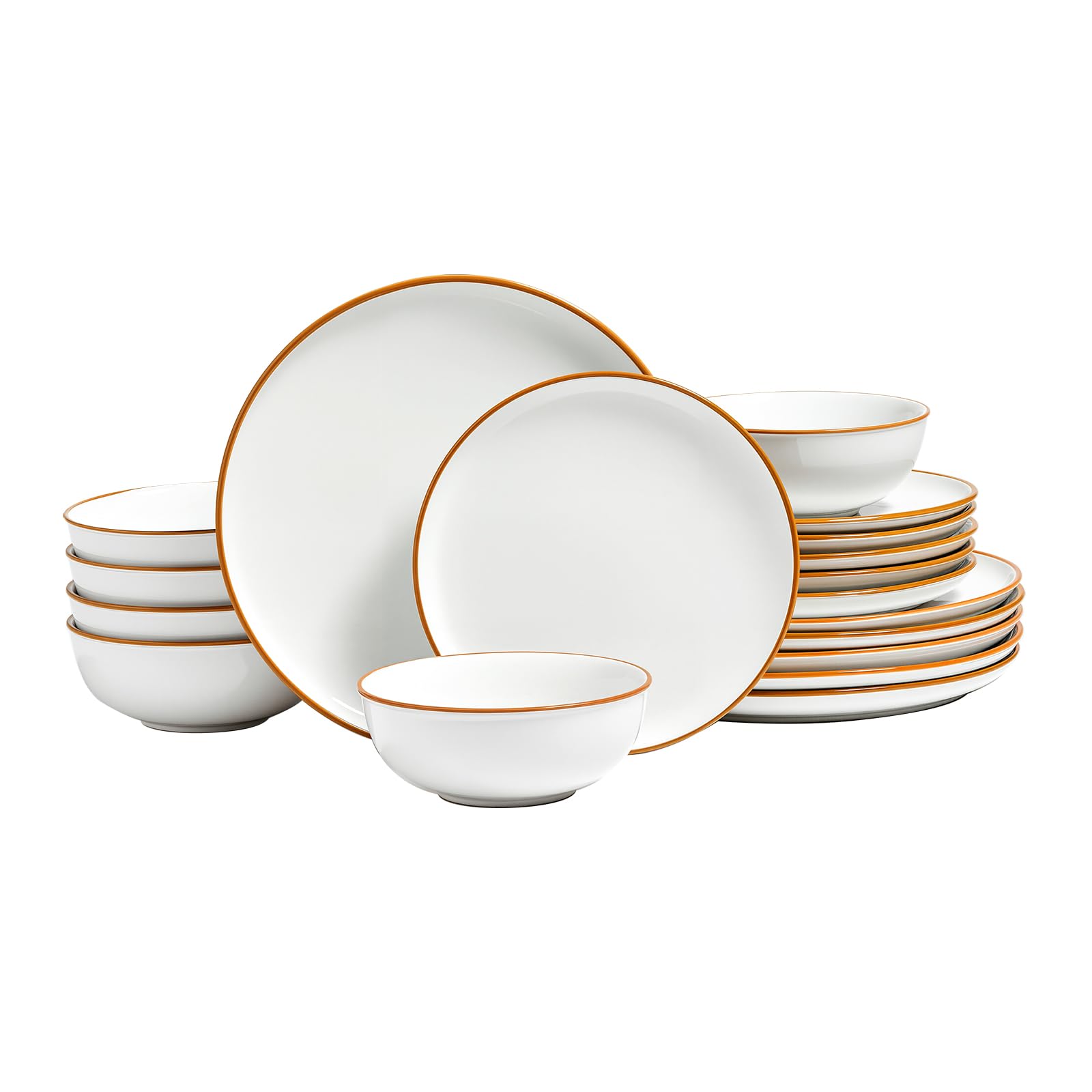VEVOR Set di Stoviglie, 18 Pezzi Servizio per 6 Persone, Piatti Ciotole Rotondi, Stoviglie in Ceramica Antigraffio, Piatti per Lavastoviglie Microonde, per Insalata Zuppa Pasta, Bianco