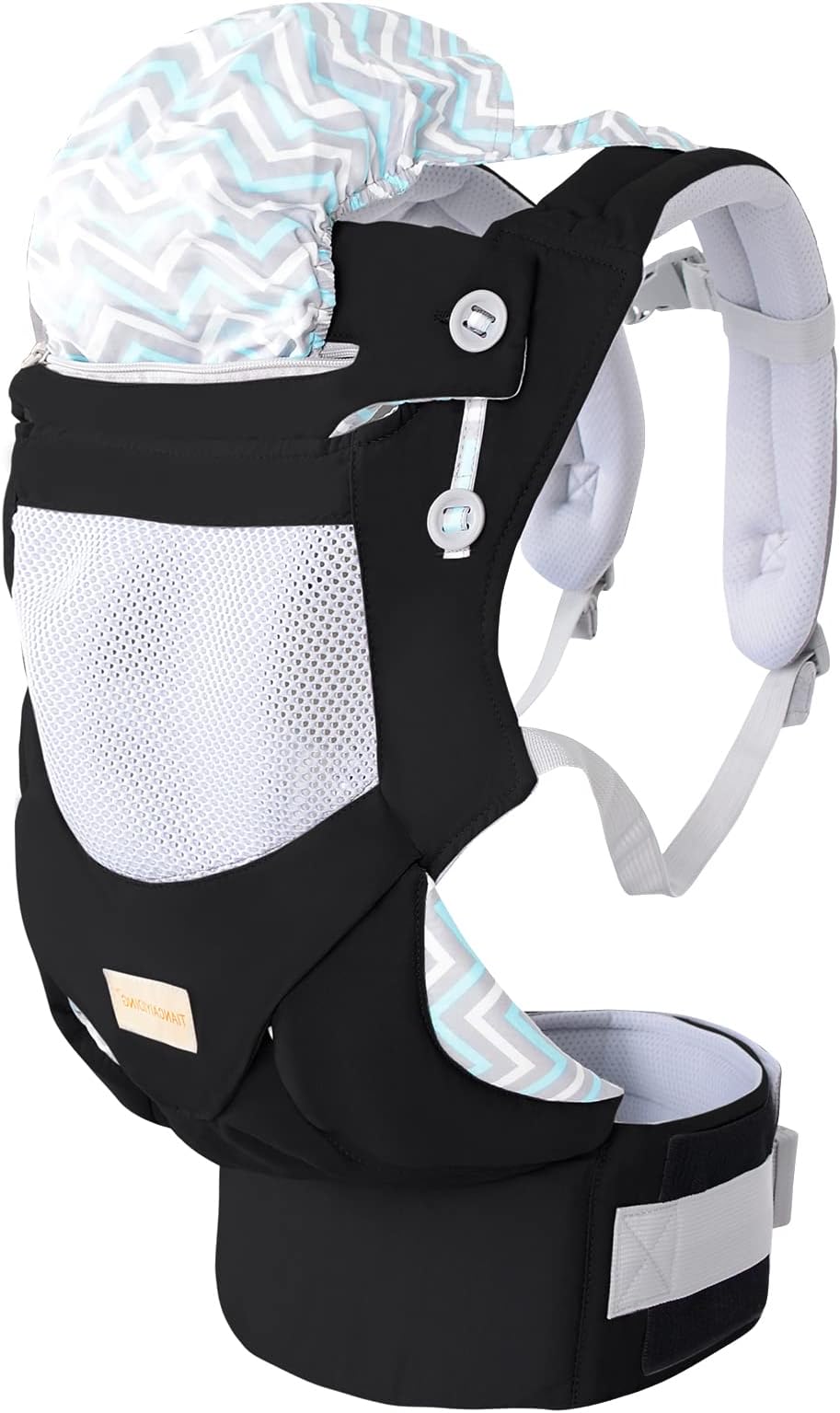 TIANCAIYIDING Baby Carrier with Adjustable Hip Seat,Baby Wrap Carrier with Hood, Soft & Breathable Backpack Front and Back for Infants to Toddlers Up to 44 lbs - Black