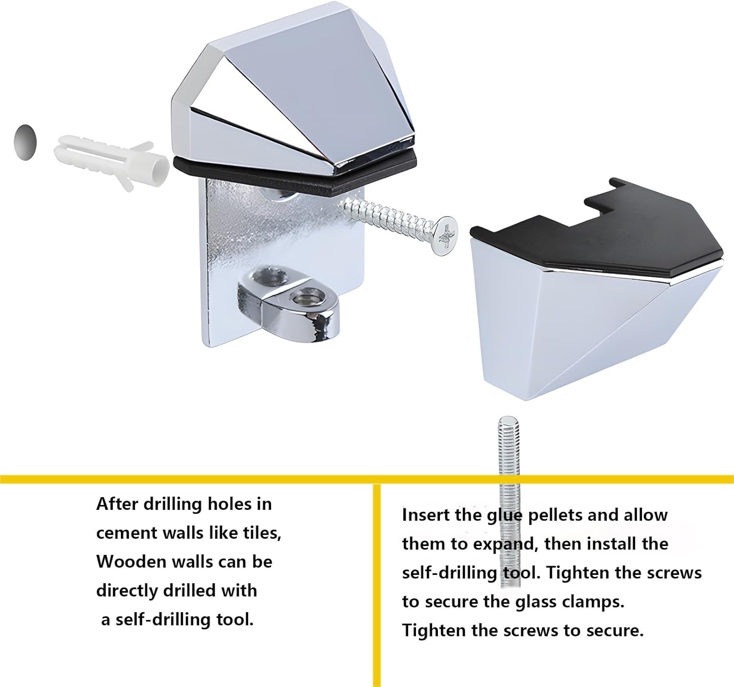 10pcs Adjustable Wood/Glass Shelf Bracket, Solid Metal Wall Mount Brushed, for Bathroom Glass Fixing