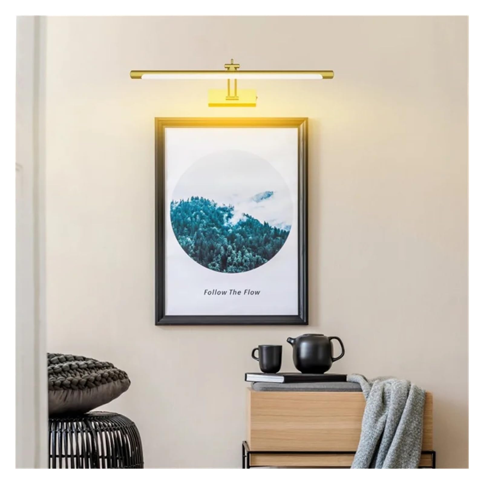 Gold Eitelkeit Lichter Silber Badezimmer Spiegel Lampe LED Badezimmer Leuchten über Spiegel Einstellbar Schlafzimmer Vintage Scheinwerfer Vollständige Abdeckung(Silver,NATURE_SWITCH_40CM9W)