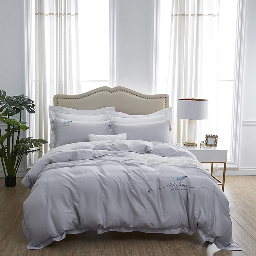 4ピースベッドシートセットピュアサテンシルク寝具セットホームテキスタイルキングサイズ寝具布団カバーフラット枕カバー刺繍 寝具カバーセット サイズ Queen Www Qbusinessmagazine Com