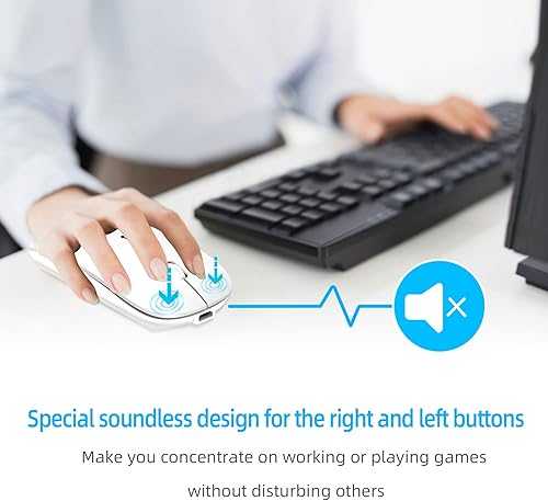 Miniatura 7 de Vxeei Mouse inalámbrico para laptop, mouse Bluetooth para MacBook ProAirMaciPadChromebookcomputadora - Modo dual recargable (USB 2.4 GHz + Bluetooth
