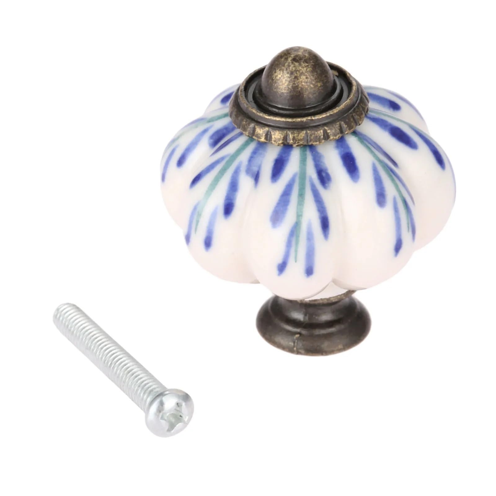 WLIHDB 5Pairs Antique Ceramic Pumpkin Cabinet Handle Knobs Classical Furniture Handles Door Knob Drawer Cupboard Kitchen Pull for Chest of Drawer(Color4)