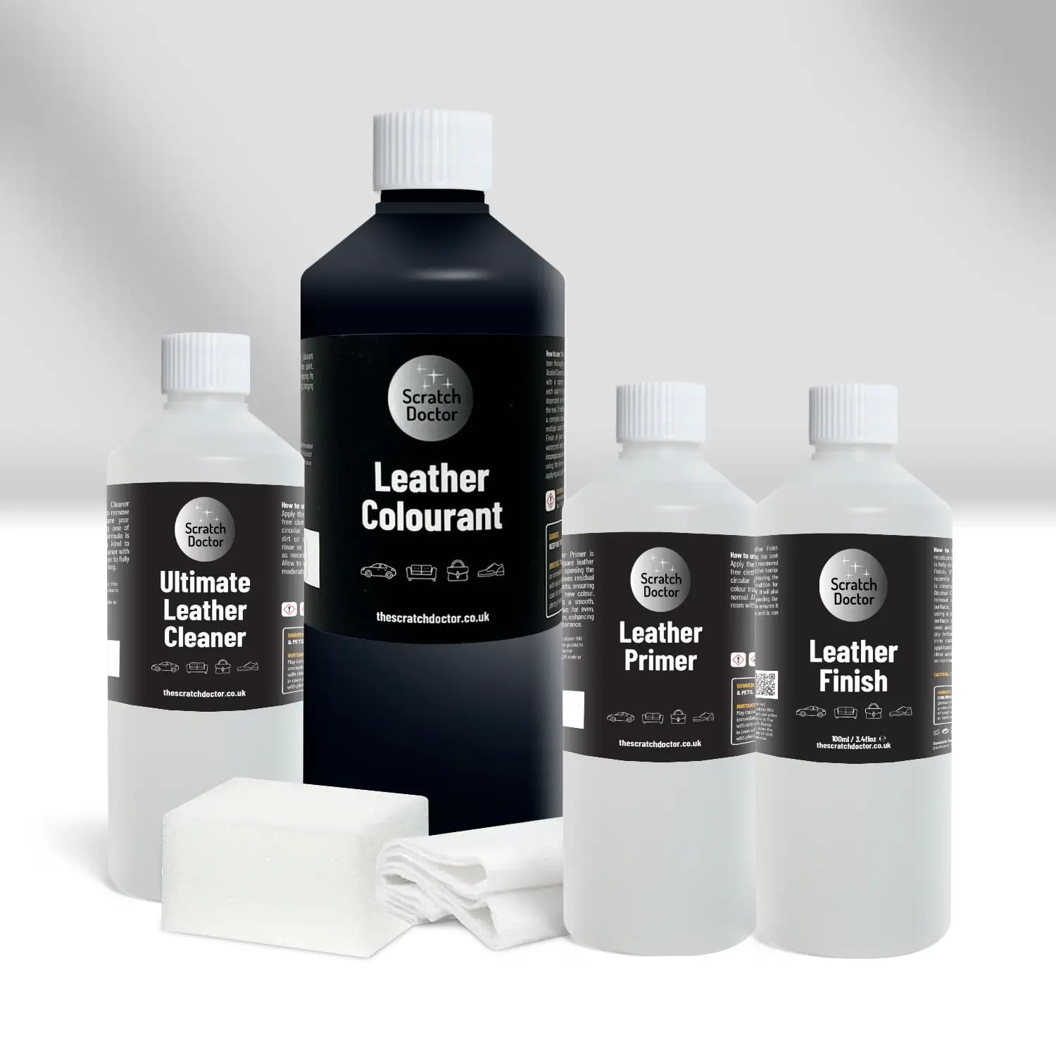 The Scratch Doctor Leather Recolouring Kit for Furniture & Car Seats | Clean, Dye & Protect | Includes Cleaner, Primer, Dye & Sealant (Dark Grey, 1000ml) — view 22