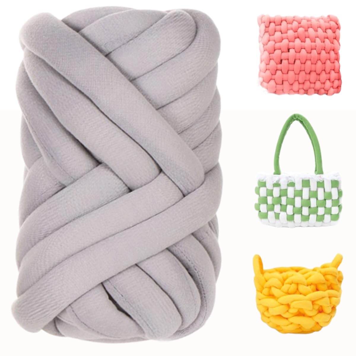 Chunky Yarn For Hand Knitting,Arm Knitting Yarn 250g Light Grey Chunky Yarn For Crochet Soft Thick Yarn Washable Blanket Yarn For Pet Bed Sofa Blanket,Chunky Wool For Knitting,Knitting WoolCrafts(O10,