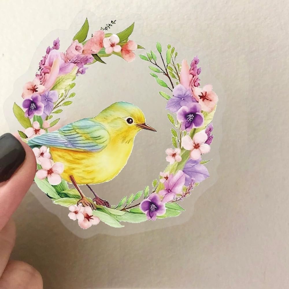 50 Pcs Watercolor Bird Stickers Laptop Car Scrapbook Phone Skateboard Suitcase Luggage Bike Bird Transparent Vinyl Waterproof Aesthetic Personalised Stickers for Teens Boys Girls Adults - Image 2