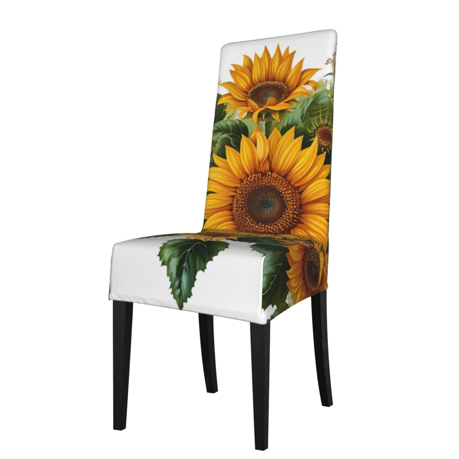 WPKJU Sunflowers Art Print Dining Chair Covers Removable Chair Seat Covers Decorative for Kitchen & Bar Stools