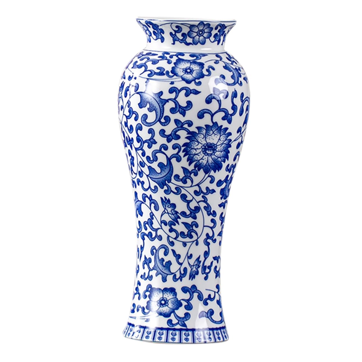 Pot de fleurs bleu et blanc en céramique pour un salon élégant et un bureau vintage chic