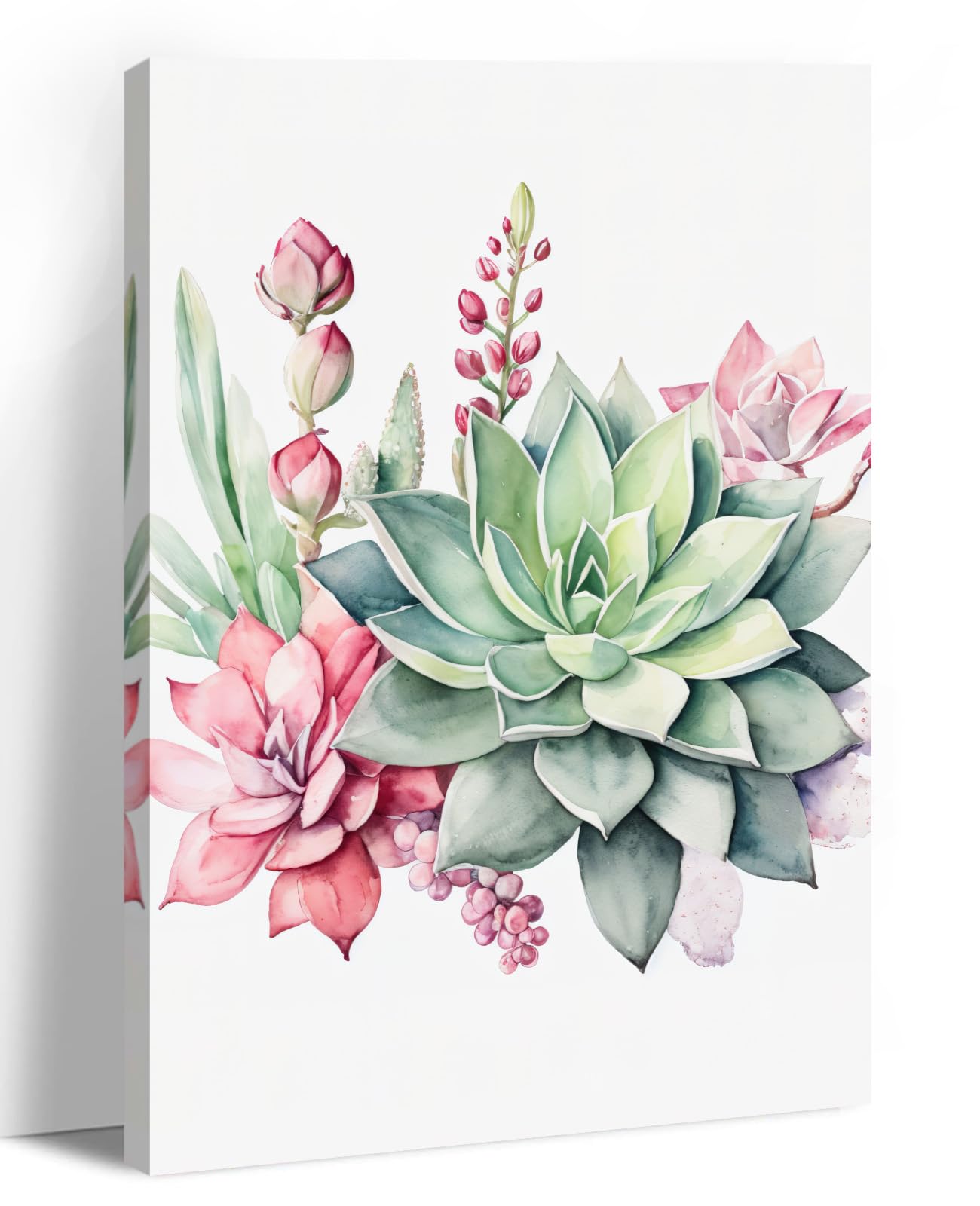 LYUNSHUO Succulent Wall Art Botany Canvas Print Bathroom Decor Green Pink Flower Plant Picture Floral Artwork for Living Room Bedroom Office Home