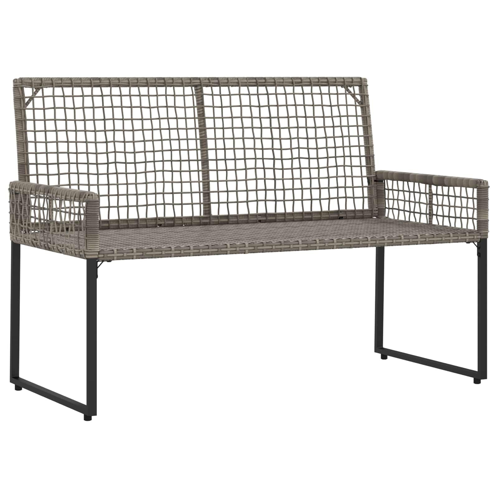 Ławka ogrodowa do użytku na zewnątrz z poduszką, kolor szary, granatowy, z polietylenu, rattan, ławka do siedzenia 118 x 55 x 82 cm, odporna na warunki atmosferyczne, na balkon, taras z