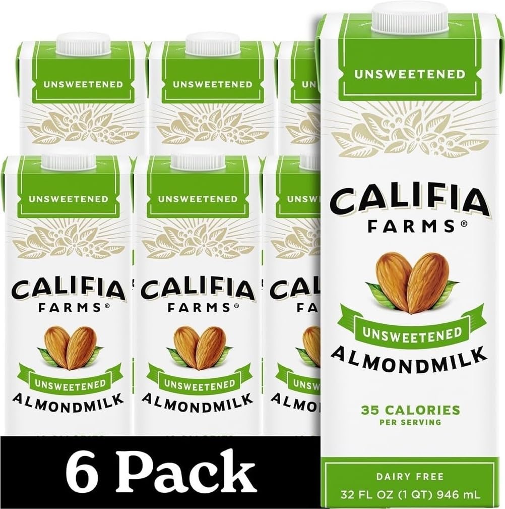 Unsweetened Almond Milk by Califia Farms – 32 Fl Oz (Pack of 6), Pack of 6, Model 420377