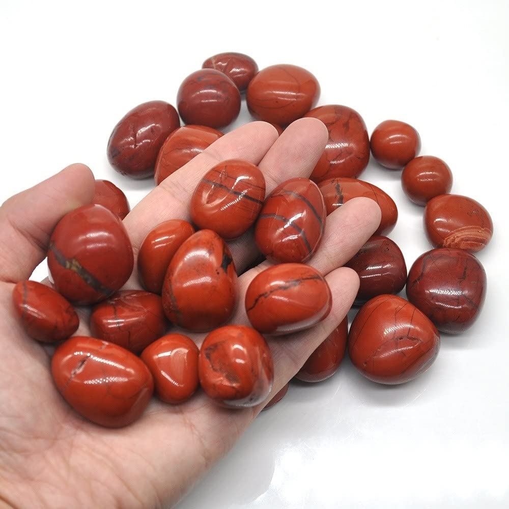 Cristallo Naturale Grezzo Regalo di Decorazione for Acquario con Pietre preziose di esemplari sfusi di Cristallo di Diaspro Rosso Naturale Rotondo burattato (Size : One Size)
