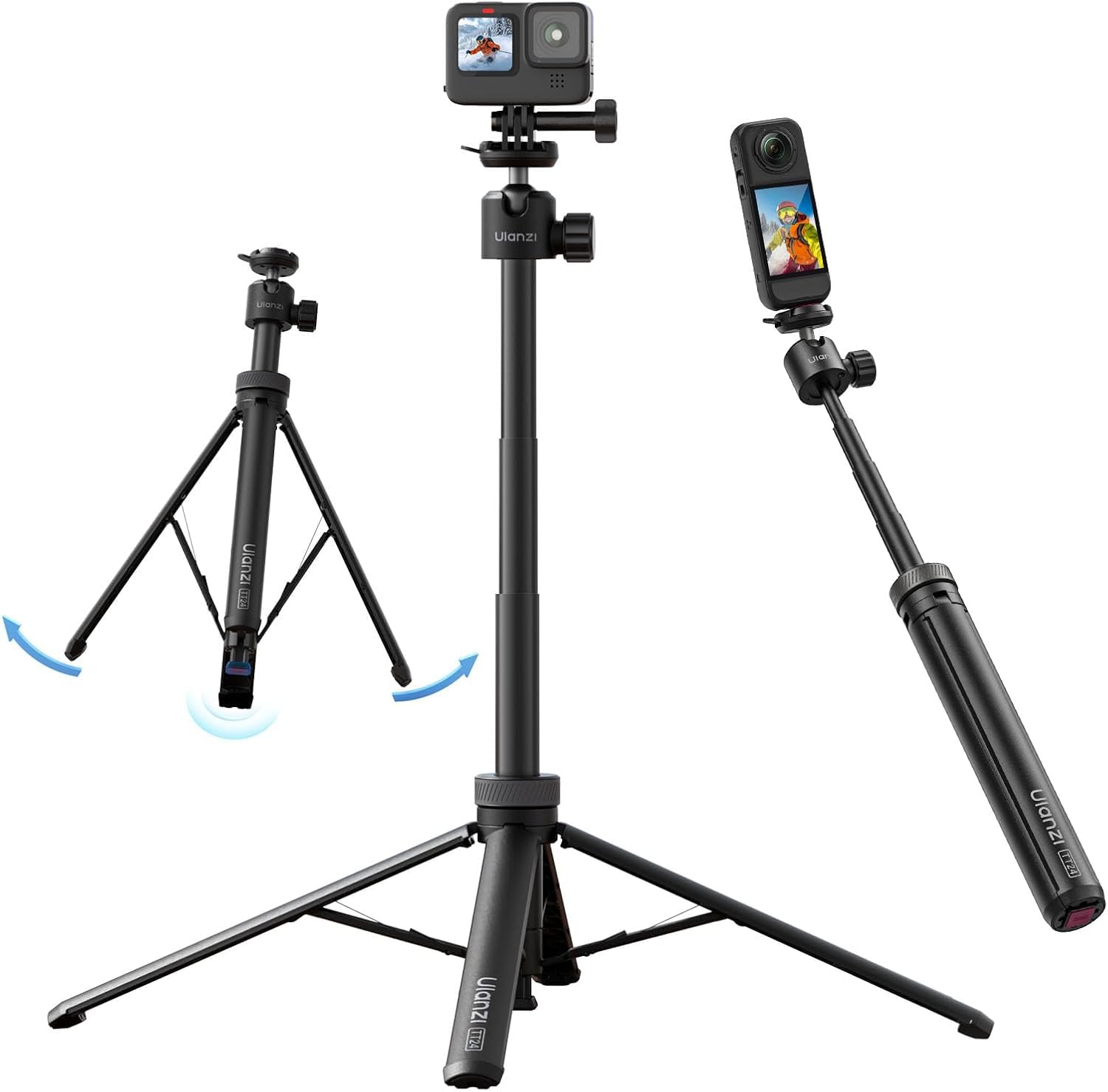 Ulanzi TT24 Trípode Palo Selfie con Liberación Rápida Cka para Cámara de Acción dji Pocket 3/4, dji Osmo Action 5 4, GoPro, Insta360 X5/X4/X3/Ace Pro/One X2, Accesorios para Cámara de Acción
