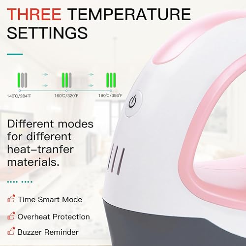 Miniatura 4 de HTVRONT Prensa de calor pequeña máquina de prensa de calor para camisetas, prensa de calor pequeña para transferencia de calor (verde menta)