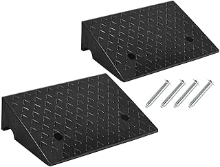 Goplus 2PCS Rubber Car Curb Ramps, 6" Rise Portable Lightweight Threshold Ramp Set Heavy Duty Loading Ramp Slope Motorcycle Pad for Driveway, Sidewalk, Loading Dock