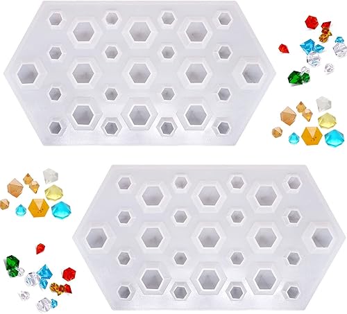 2 moldes de silicona con gemas de diamante 3D, molde de silicona transparente para hacer proyectos de manualidades de resina epoxi