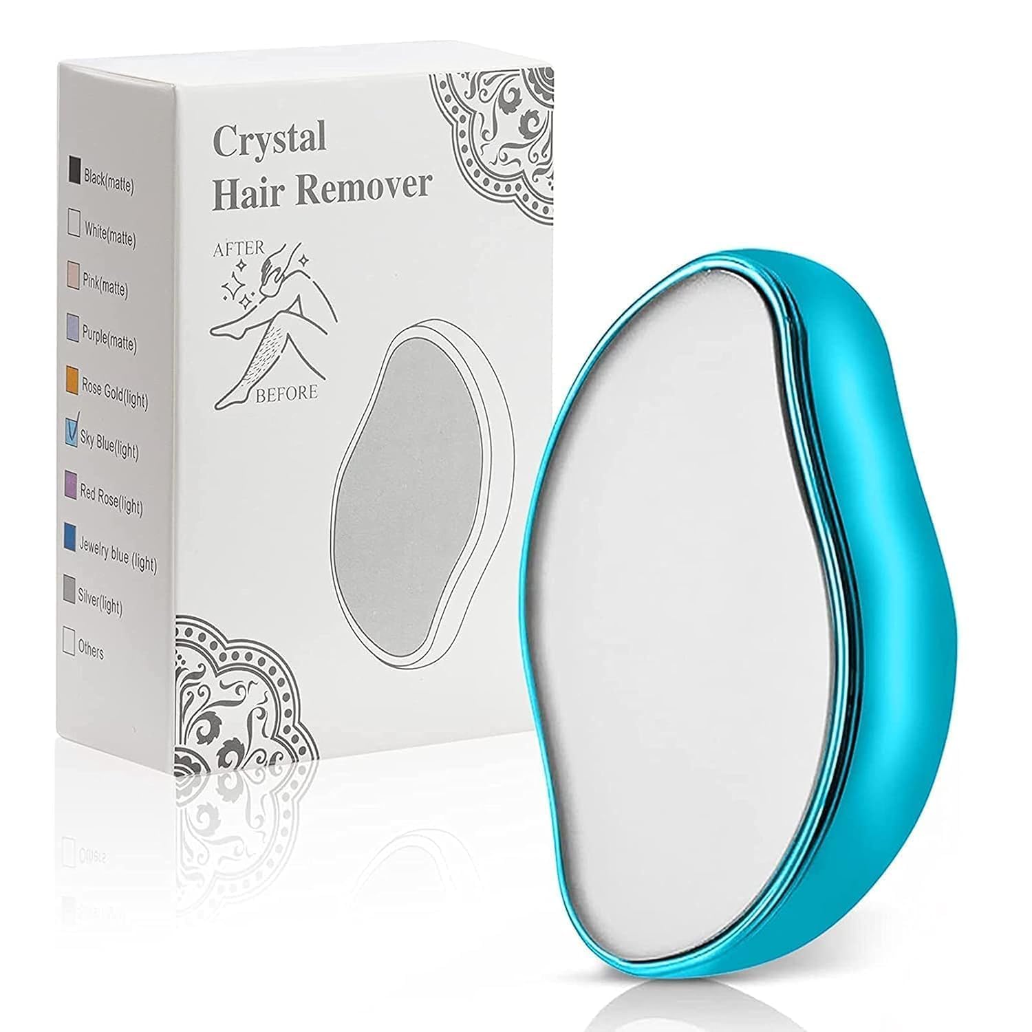 Crystal Hair Remover for Women and Men, Nano-crystalline Dots Technology, Painless, Reusable, Sky Blue-image-33