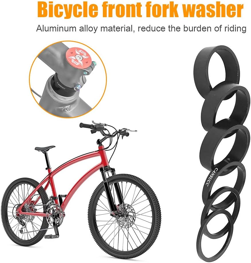 Aluminum Alloy Bike Headset Stem Spacer Fork Washer Cap for Road Bike Cycling Ring Gasket for Cycling for Bikes(Blue)