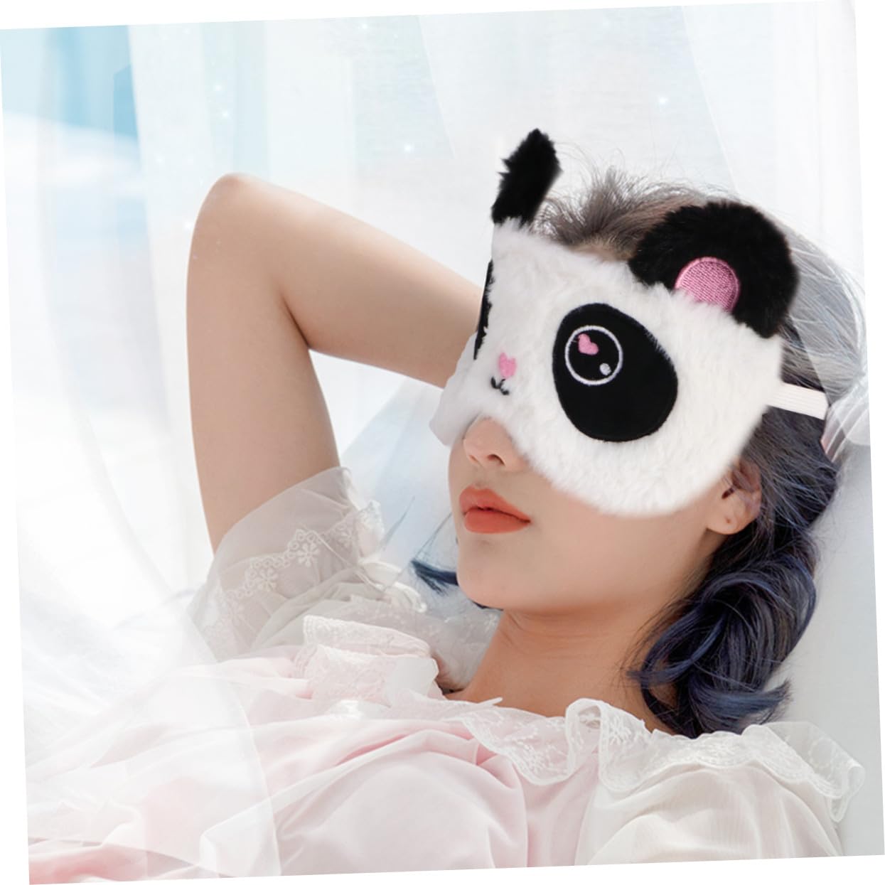 Masque Yeux Panda Design Doux et Confortable Cache Yeux Occultant pour Sommeil Masque de Nuit et Filles Lumière pour