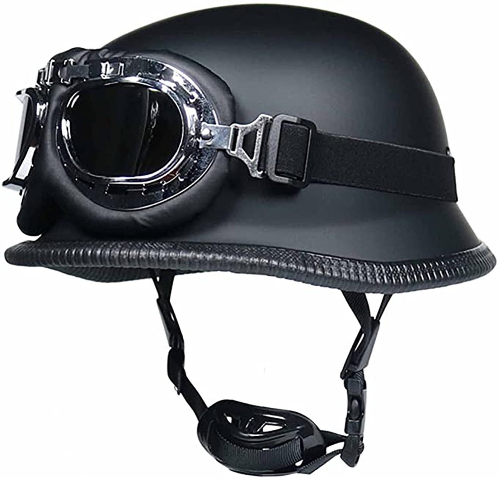 Casco motocicleta abierto estilo retro alemán DOT negro mate L 8