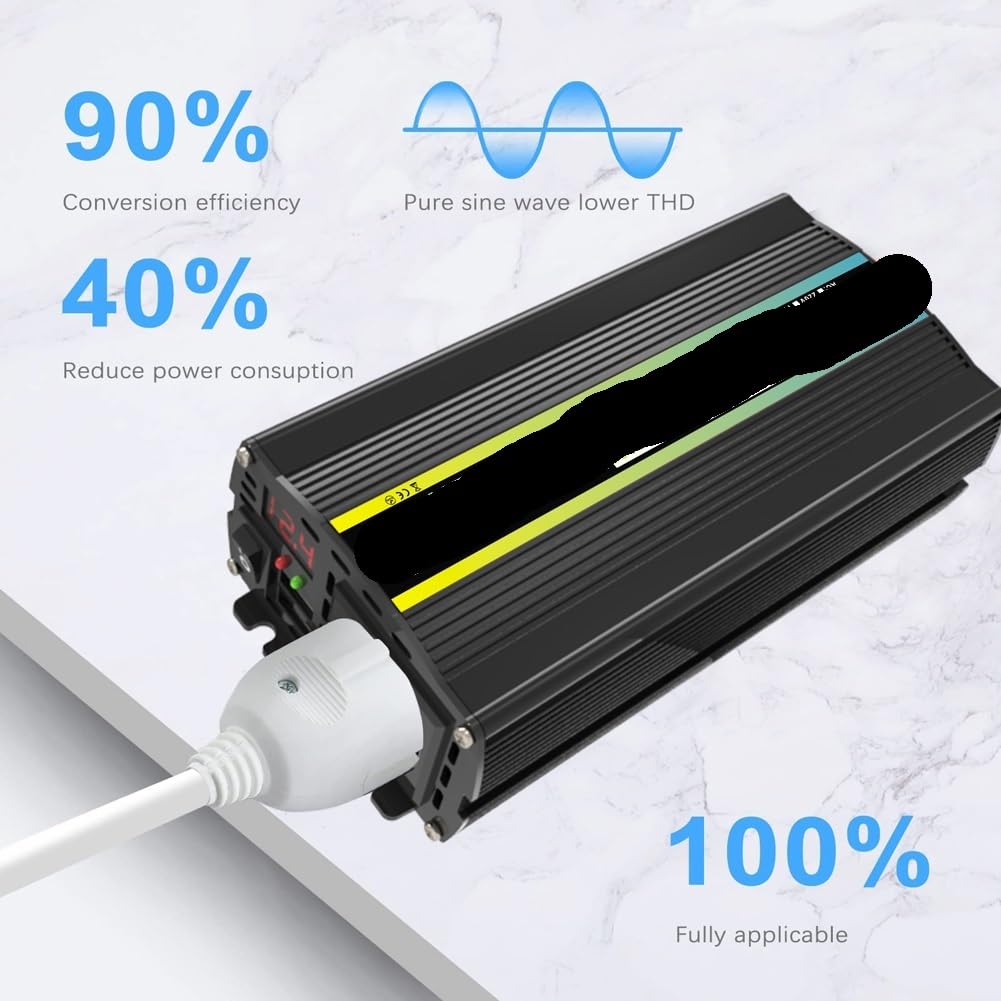 Falownik, 3000/4000/6000/8000 W Inteligentny falownik mocy Podwójny USB Pojazd Inteligentny falownik Czysta fala sinusoidalna DC do AC do samochodu Auto RV(4000w)