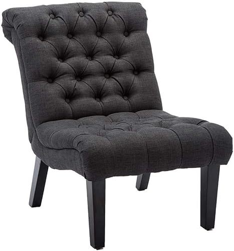 Miniatura 7 de Haobo - Sillas decorativas sin brazos con botón copetudo para sala de estar o sala de recepción (juego de 2) silla de sala de estar, gris