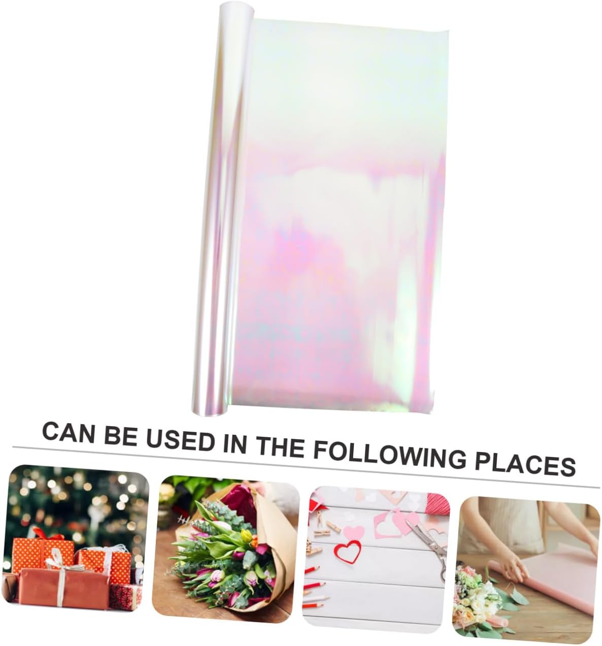 COLLBATH Iridescent Cellophane Sheets 56cm X 10 Yards 5.8 Mil Rainbow Bouquet Wrapping Paper DIY Floral Cellophane Material for Baskets and Flower Bouquets