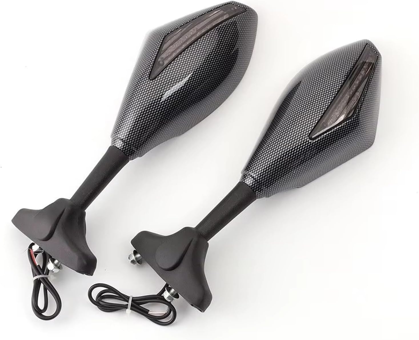 オートバイ バックミラー バイク用カーボンLEDレーシングスタイル