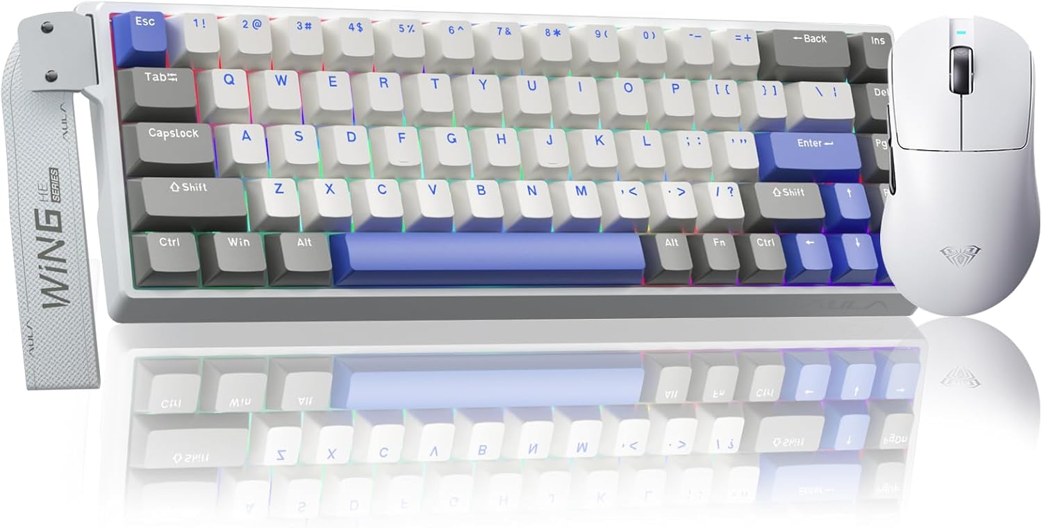 AULA Wireless Keyboard and Mouse Combo, WIN68 HE MAX Magnetic Switch Wired Mechanical Gaming Keyboard SC900 Max Wireless Mouse