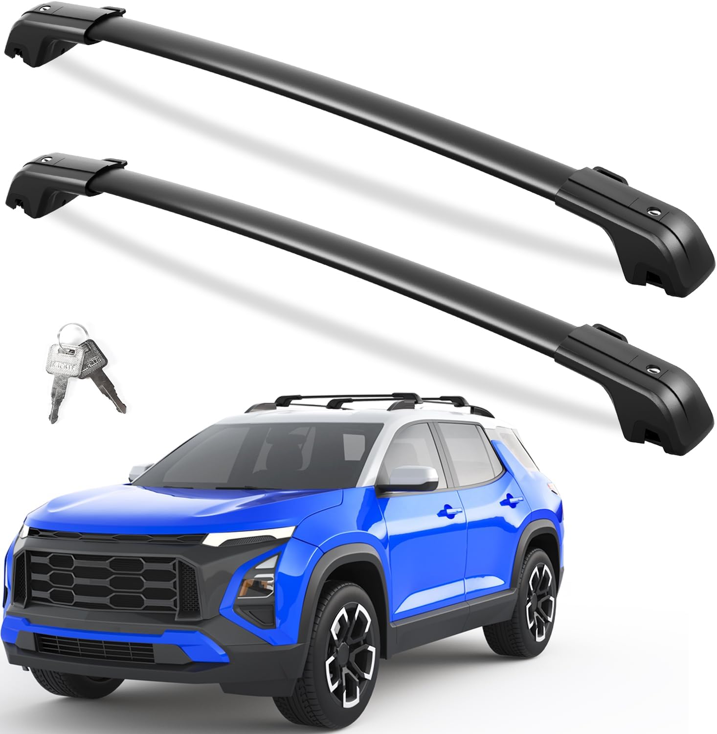 Heavy Duty 260lb Lockable Roof Rack Cross Bars Compatible with Chevy Chevrolet Equinox 2025(Not for EV) with Raised Rails, Aluminum Roof Rails Crossbars Black Rooftop Cargo Luggage
