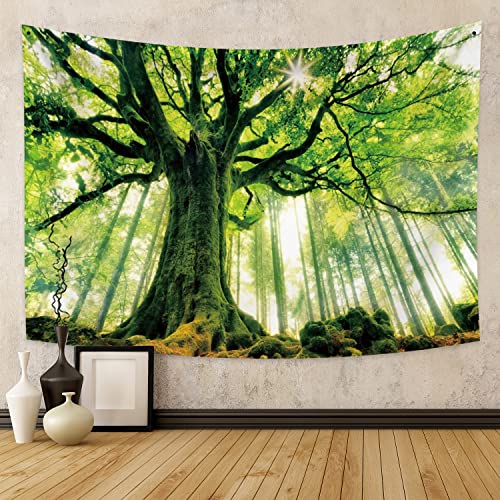 Nature Forest Thick Tree Wall Tapestry Large 3D Print Wall Art Hanging for Bedroom Living Room Dorm Decor, Green and White，80x60 Inch by ChloropLastid - Used condition - CA$24.35