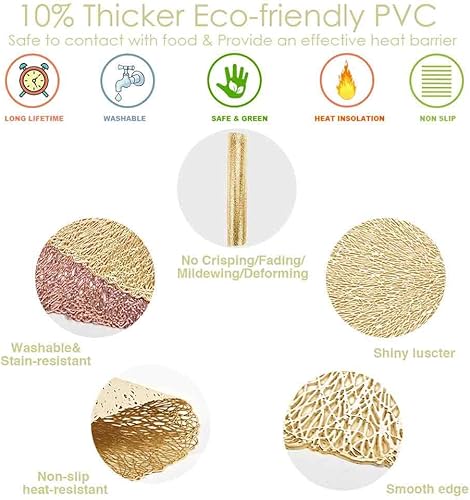 Miniatura 2 de GIVERARE Juego de 4 manteles individuales redondos de vinilo resistentes al calor, 15 pulgadas, antideslizantes, lavables, de PVC, fáciles de