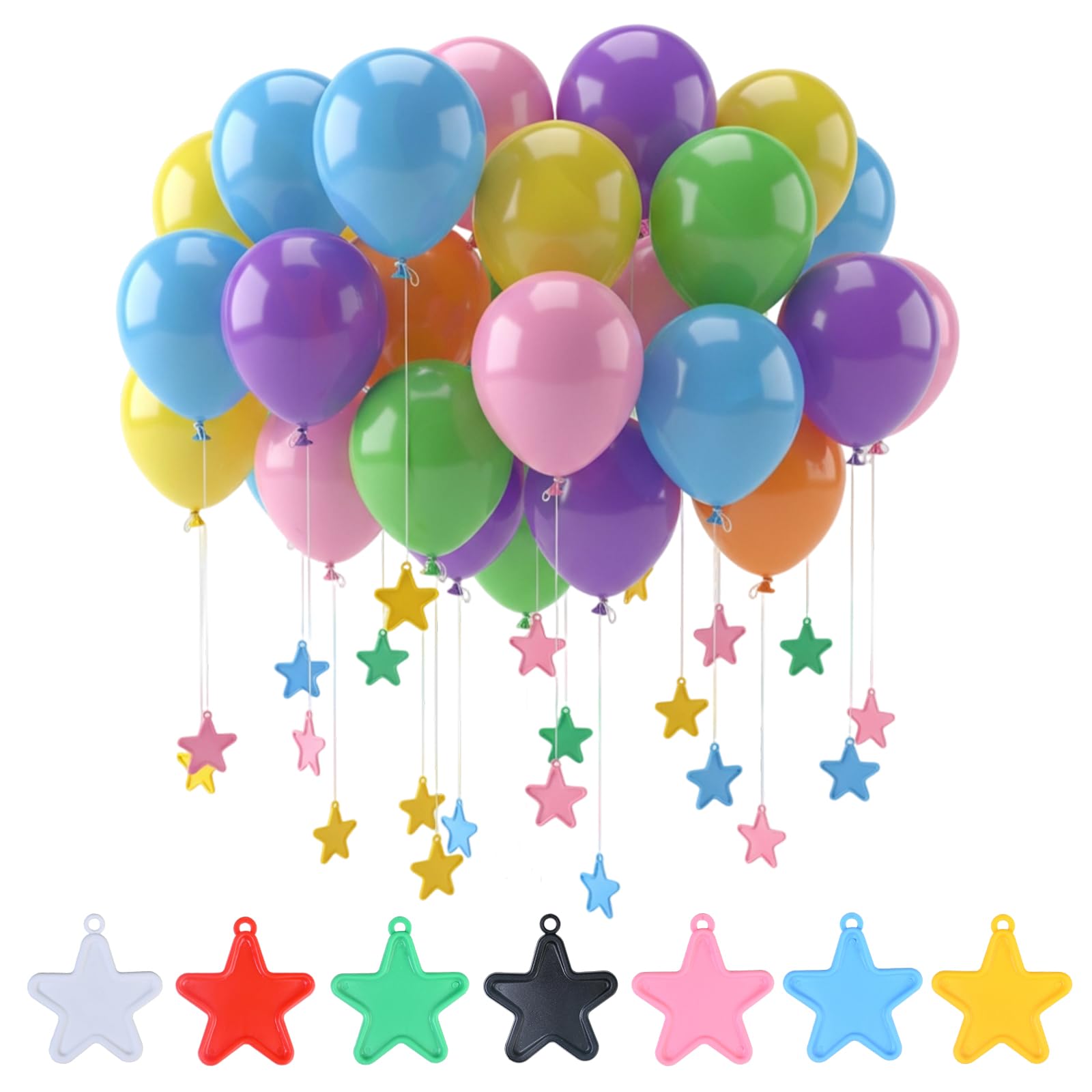 40 Pieces Balloon Weights Star Shape Helium Balloon Weights Plastic Weighted Beads For Birthdays, Weddings, Anniversaries, Baby Showers And Corporate Events 8 Colors