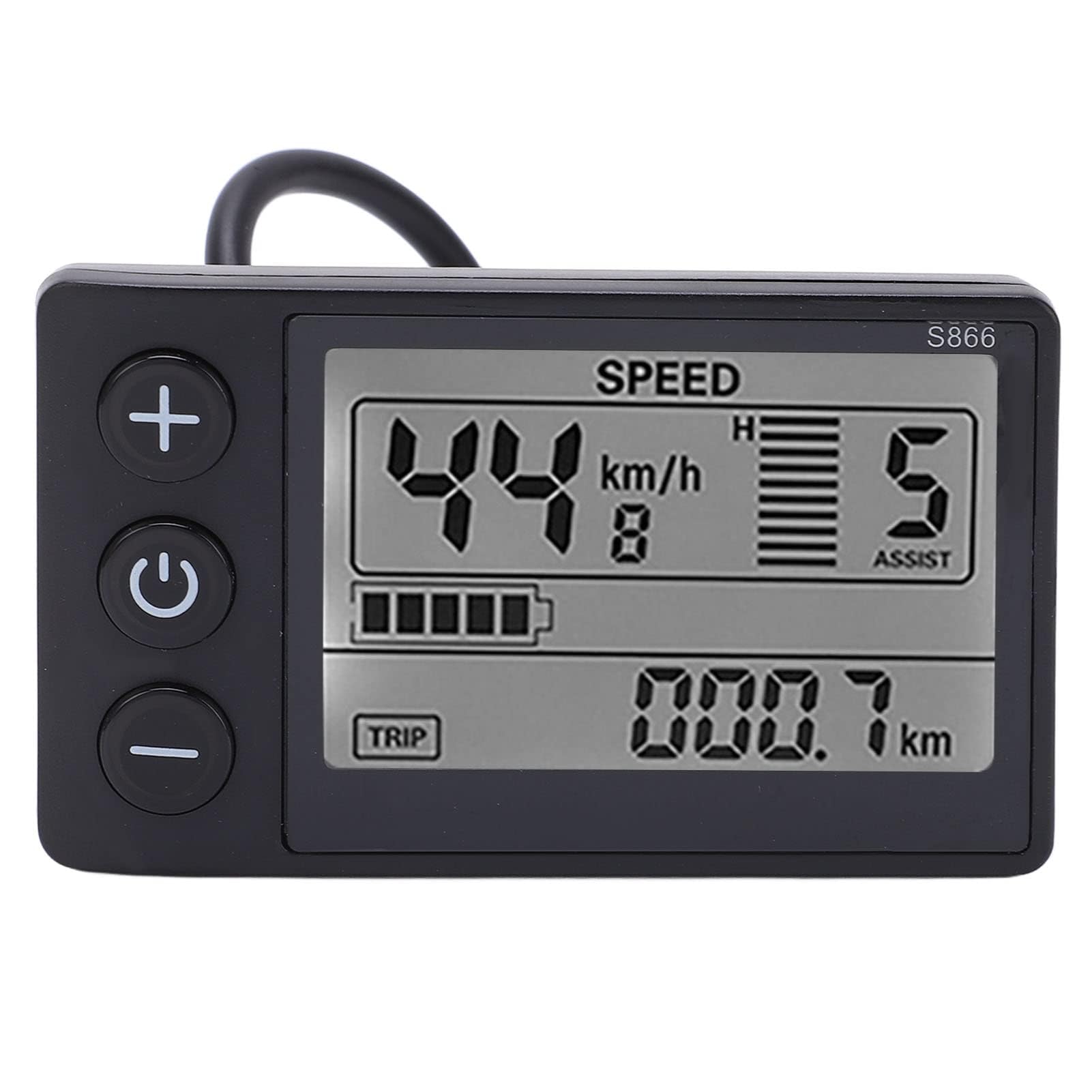 Ejoyous S866 LCD Wyświetlacz, komputer wodoodporny do roweru elektrycznego S866 z miernikiem wyświetlacza 24 V 36 V 48 V z panelem sterowania z kablem połączeniowym z wodoodpornym złączem
