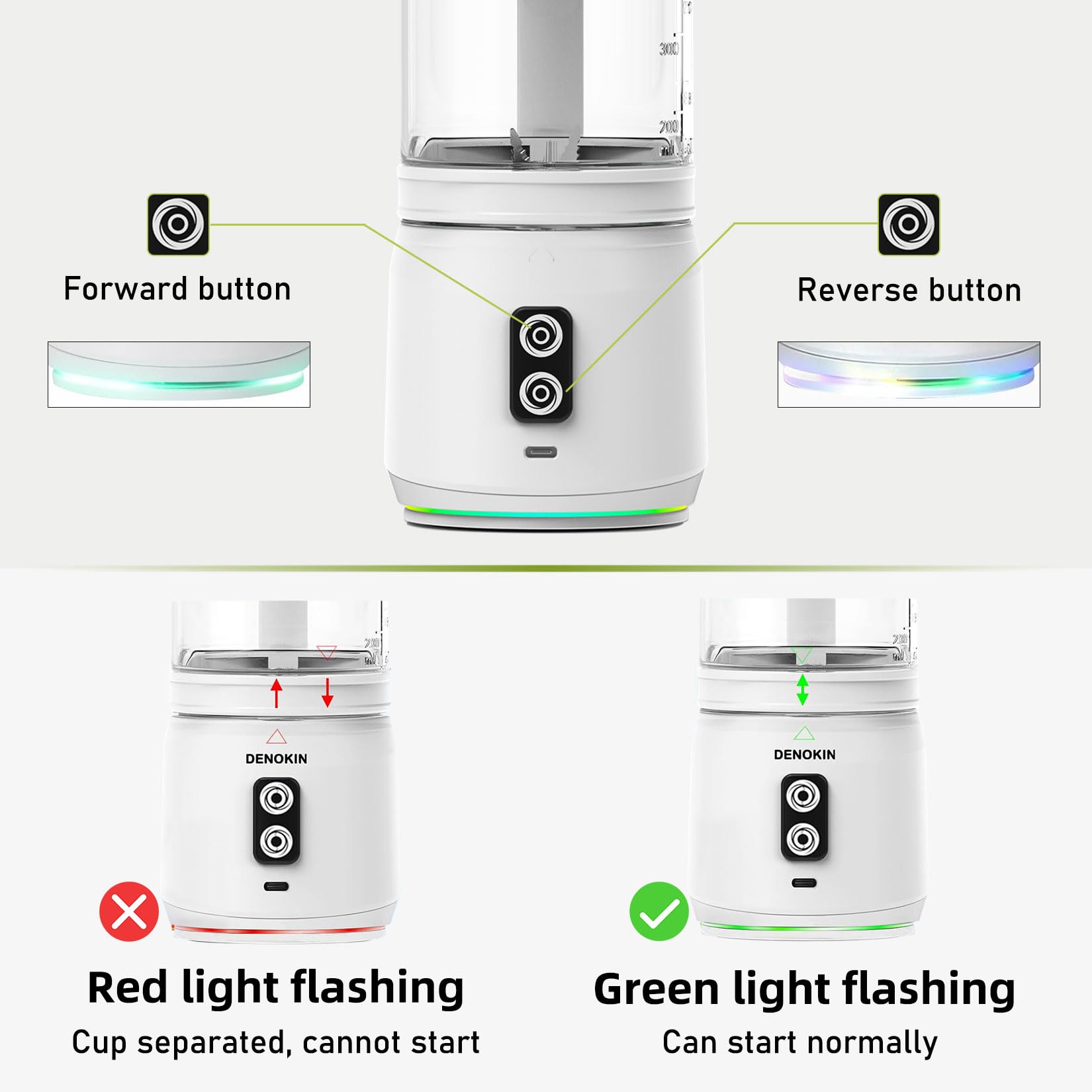 Herbst Frullatore portatile da 700 ml, frullatore per smoothie to go, Fresh Juice Mixer Flacone con 6 lame e USB ricaricabile (bianco)