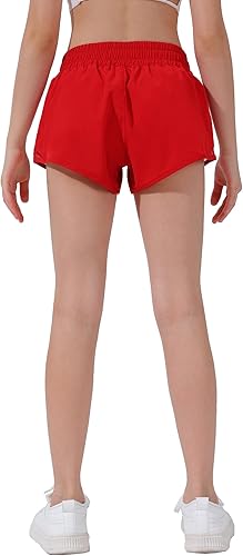 Miniatura 4 de Aurefin Pantalones cortos atléticos para niñas, pantalones cortos ligeros para correr para niñas adolescentes, ropa deportiva activa con bolsillo