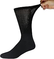 Vista 3 de 6 pares de calcetines tipo crew de algodón para diabéticos sin compresión para neuropatía