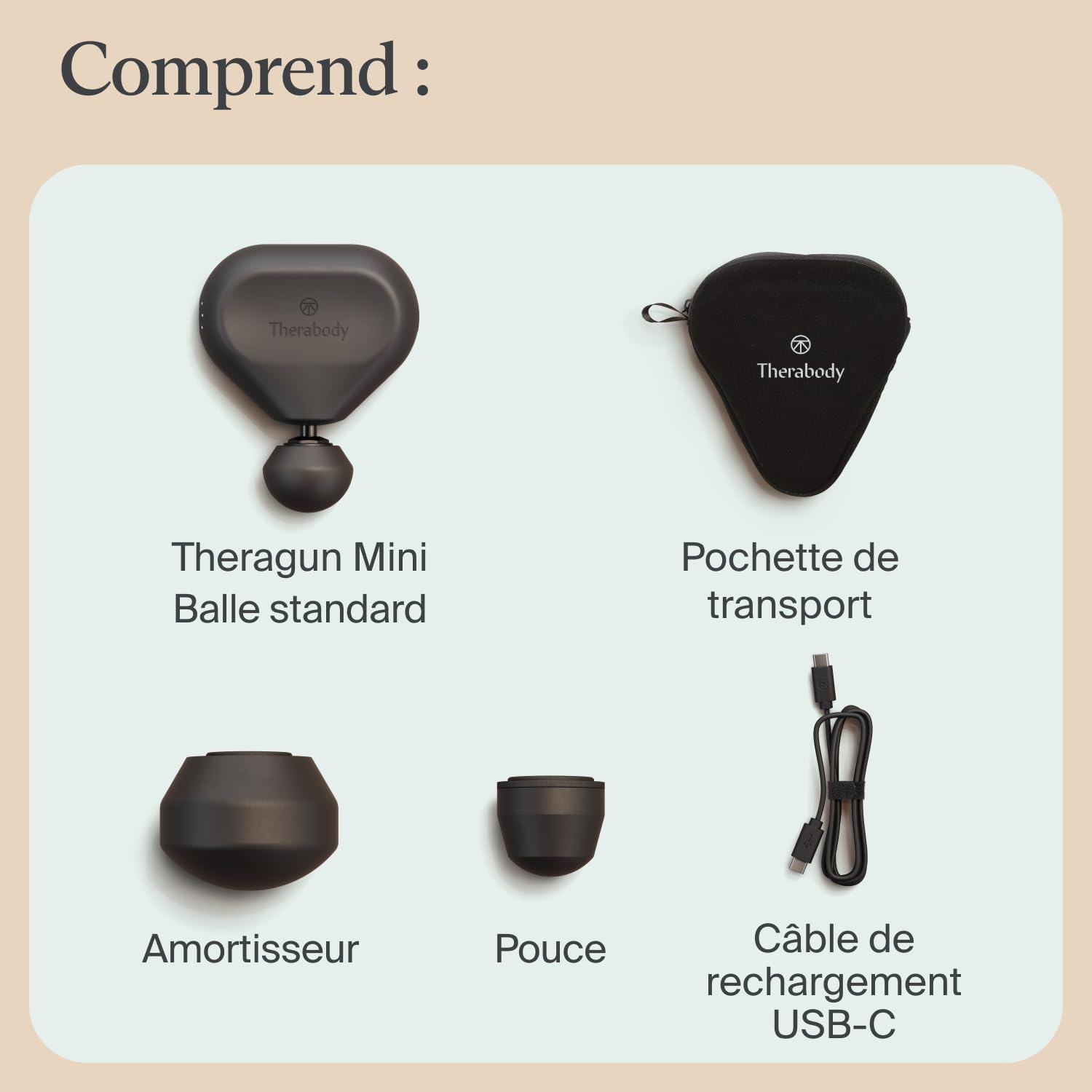Therabody TheraGun Mini pistolet de massage pour soulager la douleur, thérapie par percussion noire 3e génération