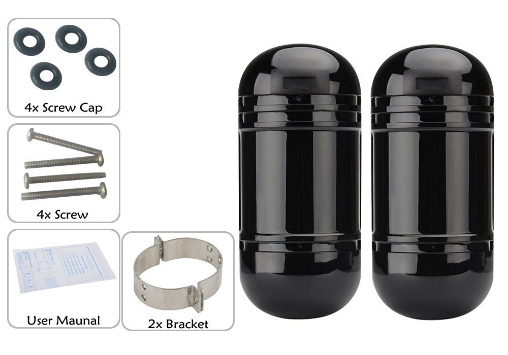 BW Detector de intrusos de doble haz y alarma, detector de infrarrojos activo de seguridad de doble haz, para exteriores, 60 m, rango de detección de 180 m, dispersión del haz de 1,5 m, ajuste óptico