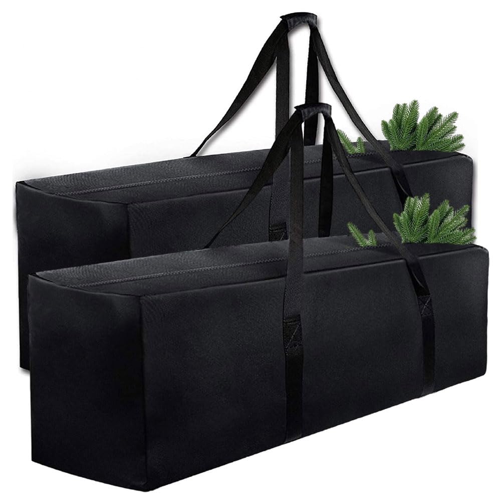Odot 2 Pièces Sac Rangement Sapin De Noel, Sac Rangement Noel Grand, Sac de Rangement de Sapin, Sac de Rangement pour Sapin de Noël Artificiel avec Poignées Renforcées (125x36x36cm,Noir)