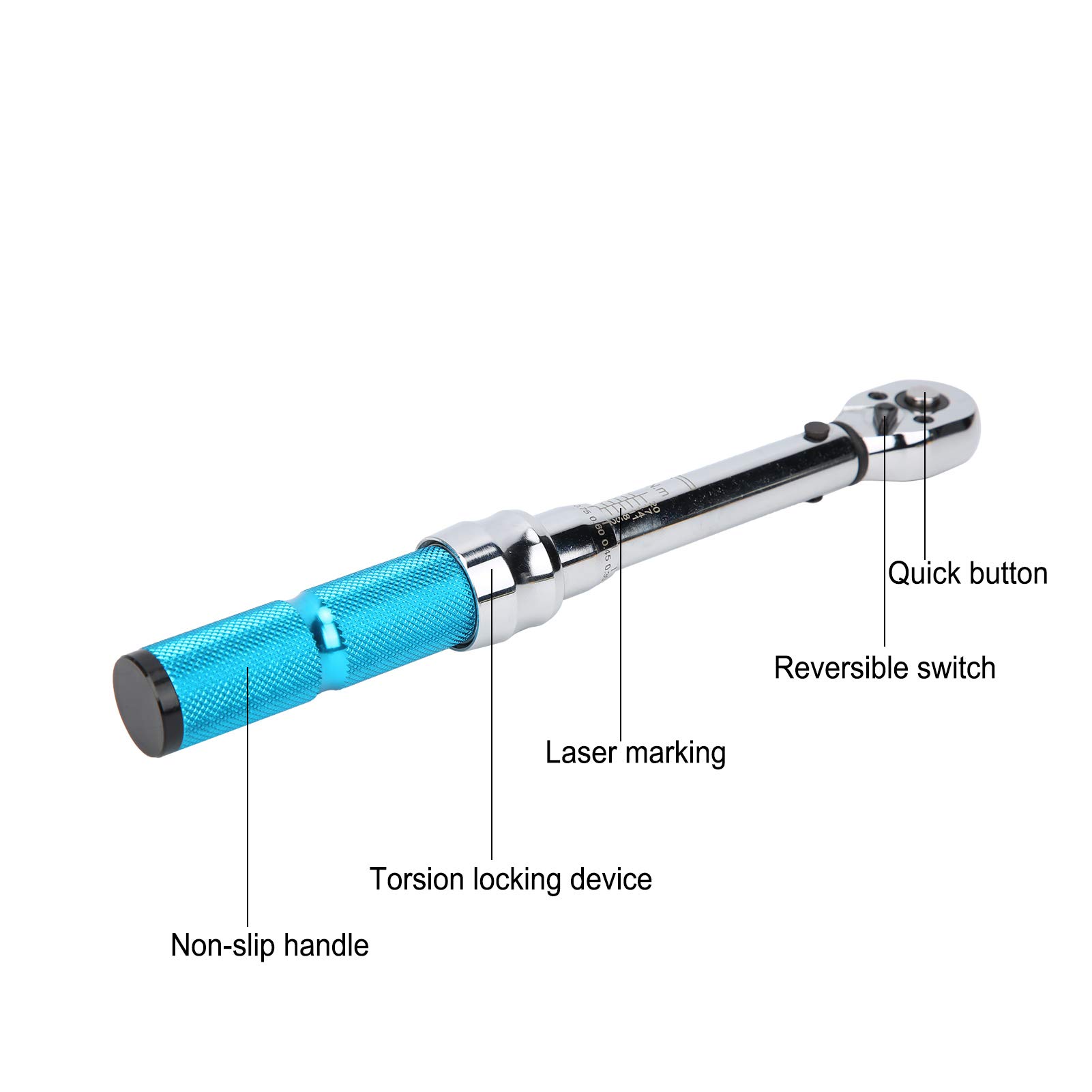 Ejoyous ZTY 18 Kit de Reparación de Bicicletas Llave de Torsión Ajustable de 2 a 20 NM 1 Unidad de 4 Pulgadas Escala Grabada con Láser Cabeza de Trinquete de Pera para Herramienta de Reparación de