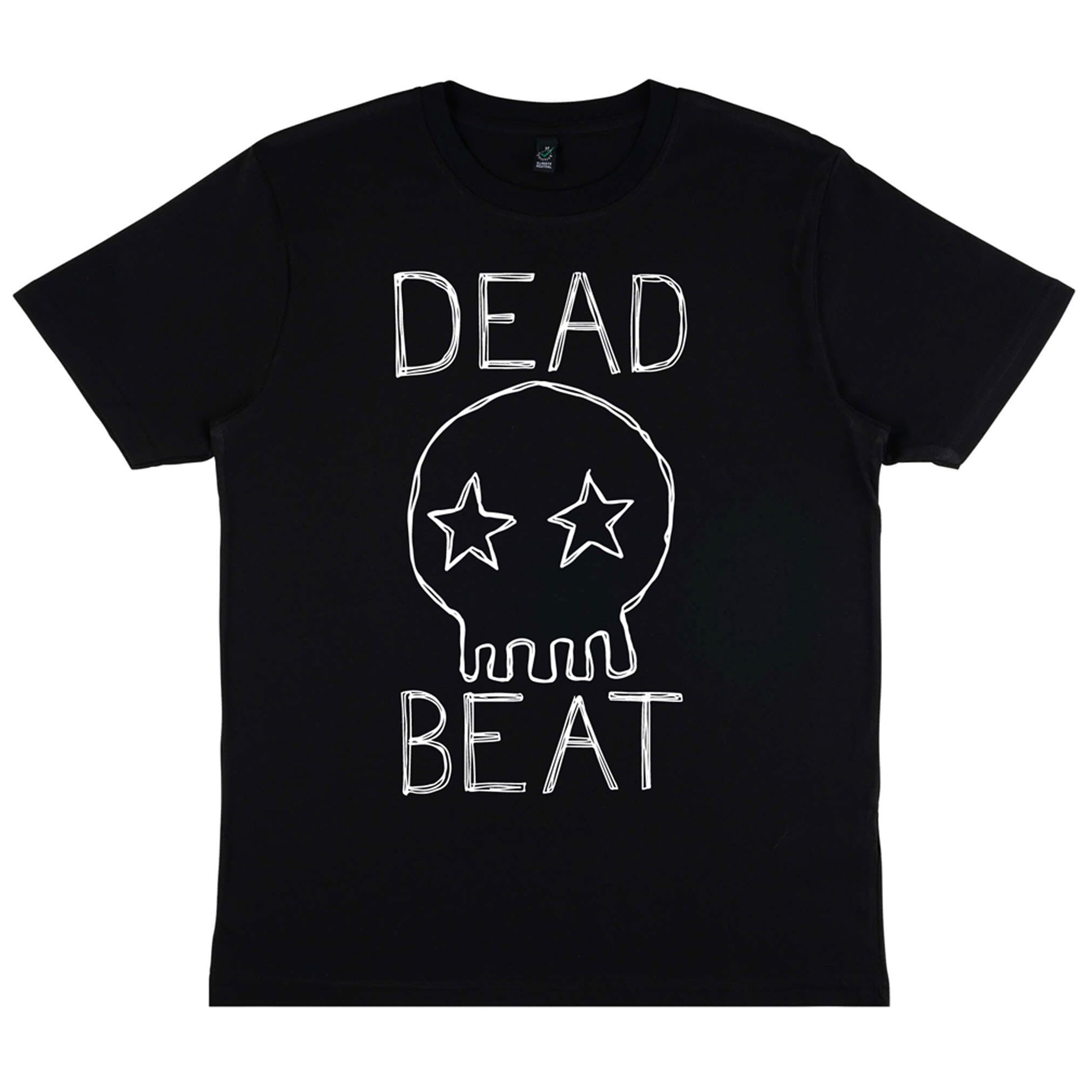 DB DEADBEAT Skull Motif Screen Printed Eco-Friendly Unisex Black T-Shirt for Men, Women and Teens XS/Black/Cotton