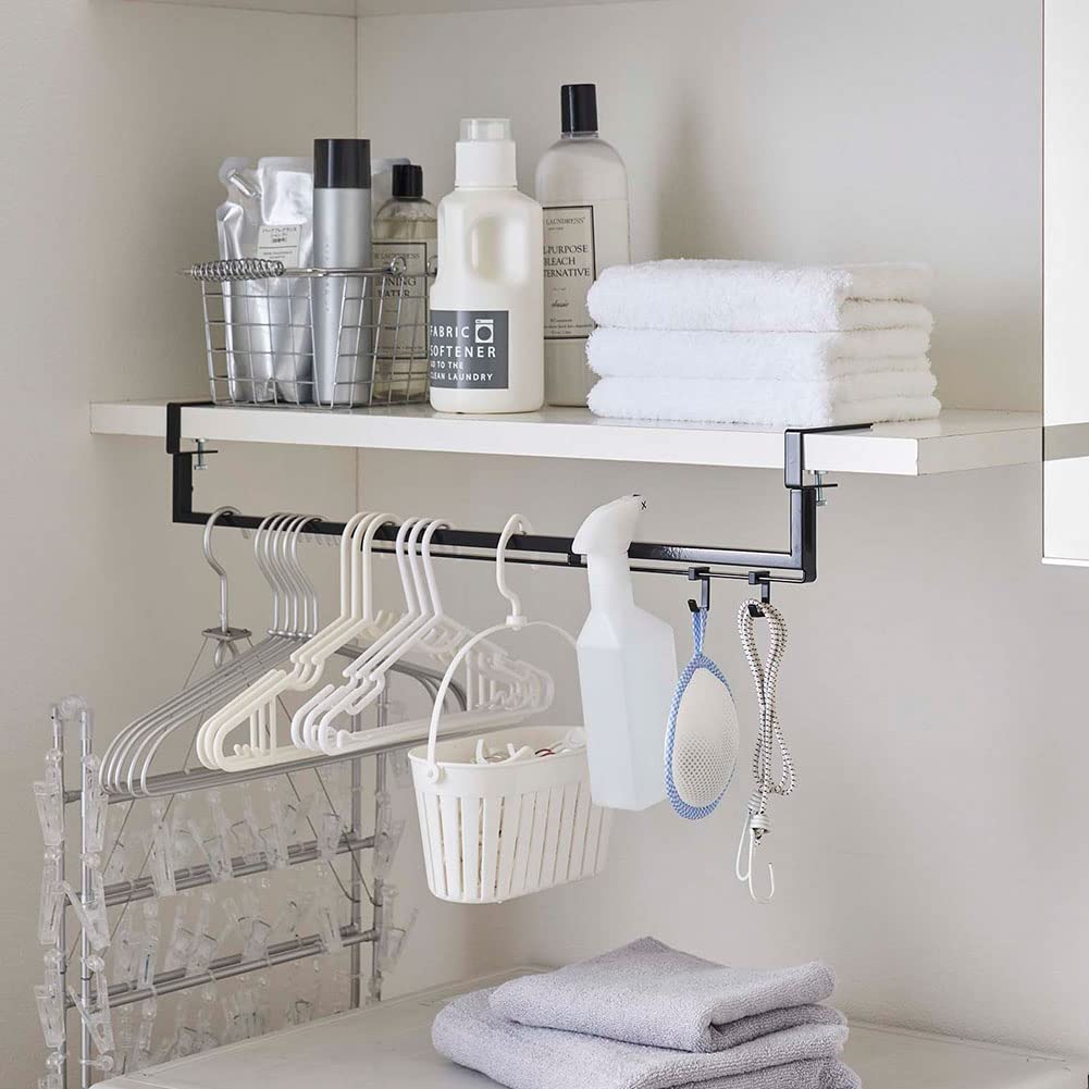 Yamazaki 5647 Telescopic Under Shelf Storage Hanger, Black, Approx. W 18.3-31.5 x D 3.9 x H 4.3 inches (46.5-80 x 10 x 11 cm), Tower, Over Washing Machine Storage, Hanging, Laundry Storage
